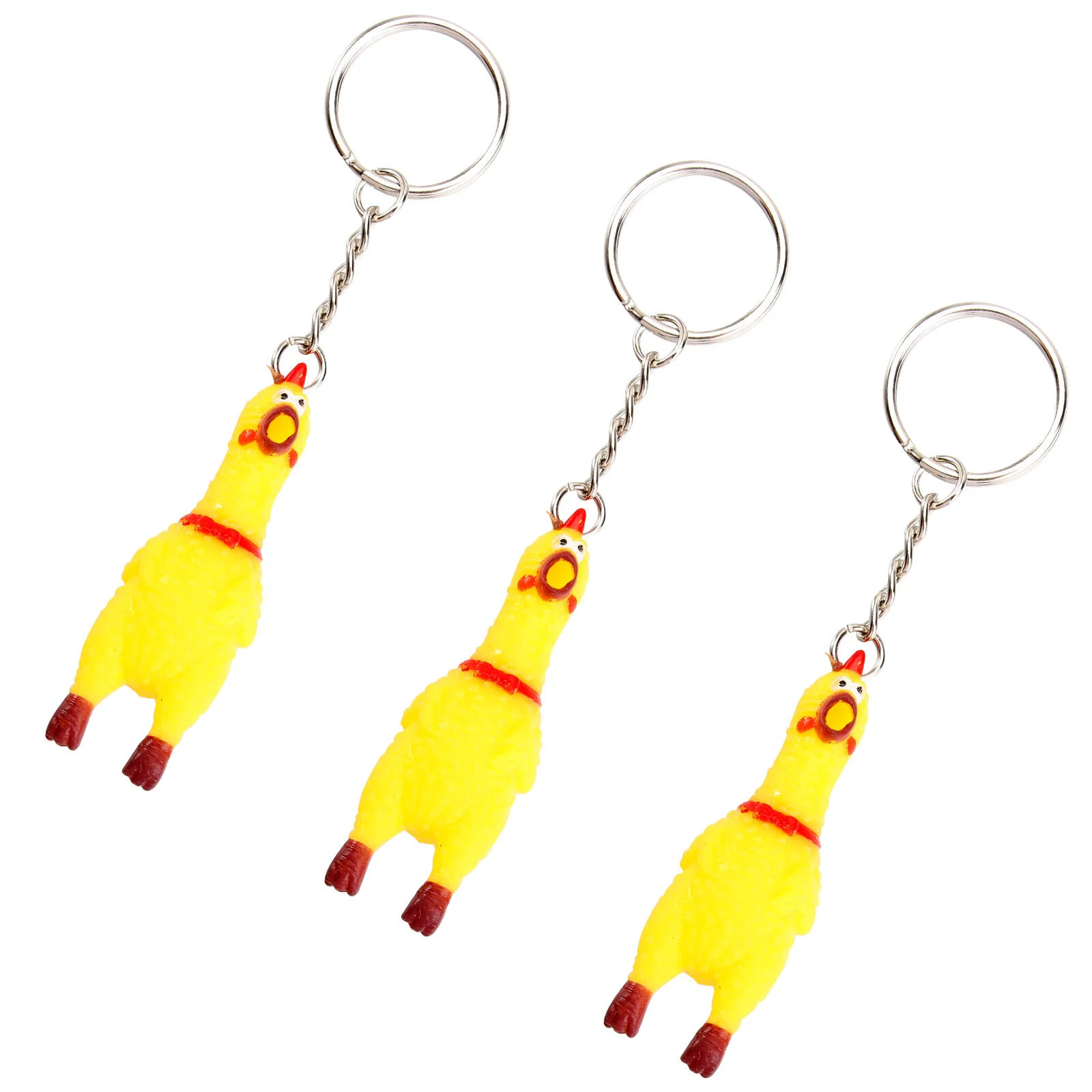 Packs Screaming 9 Squeeze Chicken Keychain Funny Yellow Squeaking Chicken Pendant for Keys Bags Phones smile