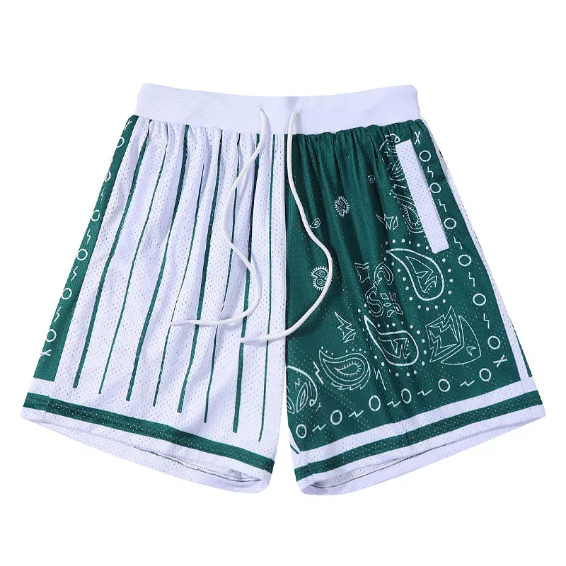 Shorts New Print Men Basketball Joggers Sweatpants Casual Fast drying Short Traning Workout Zip Pocket Summer Mesh Three Short smile