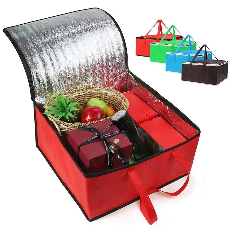 Bag Food Thermal Waterproof Insulated Bag Cooler Bag Portable Folding Picnic Lunch Bag Ice Pack Food Delivery Bag Pizza Bag smile