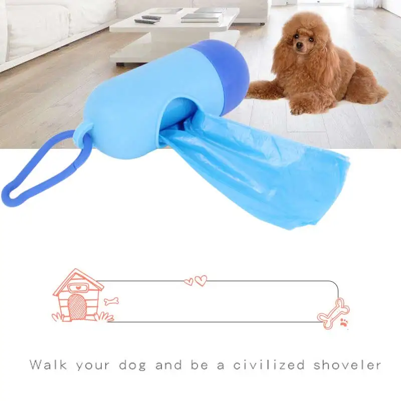 Poo Bag Dog Poop Dispenser Garbage Bags Pet Waste Holder Dispenser + Bags Feces Waste Bags Case Products ddmysmile Pill Bone Shape E Smile +