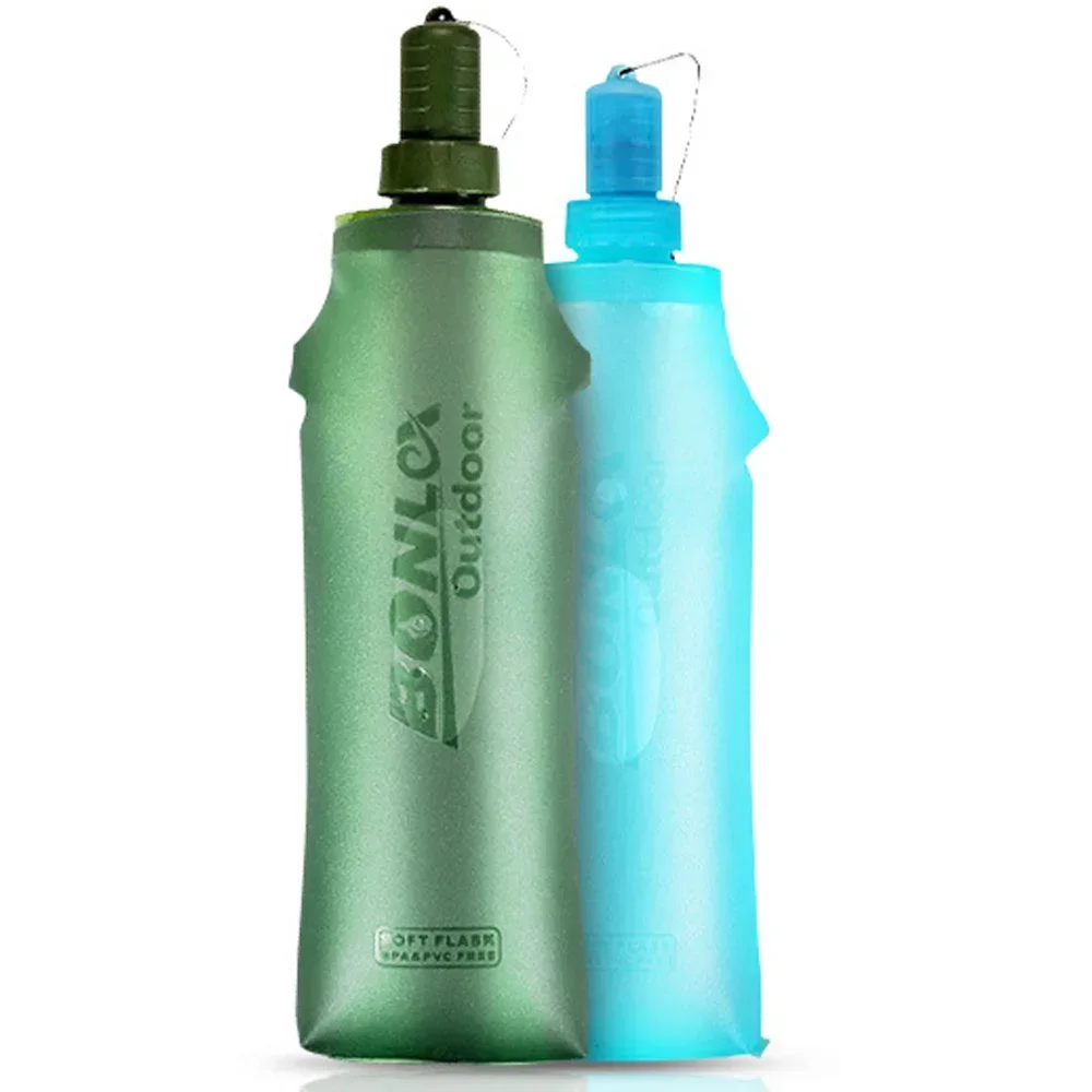 500ml 2025 Food Grade Portable Soft Water new Bottle Outdoor Sports Portable Silicone Water Nozzle Cycling and Running Waterbottle Bag