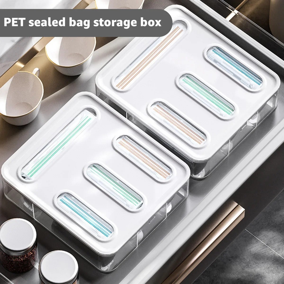 Multi-Slot Snack new Bag Dispenser No Punching 2025 Wall Mounted Sand Bags Storage Box Freezer Bag Storage Organizer for Kitchens