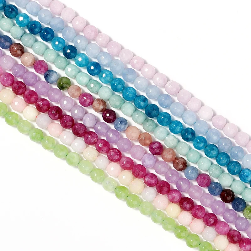 1Pack of 6mm 1mm 58pcs 9 Colors Smooth Faceted Stone Beads Removable Bulk for DIY Jewelry Accessories & Wholesale