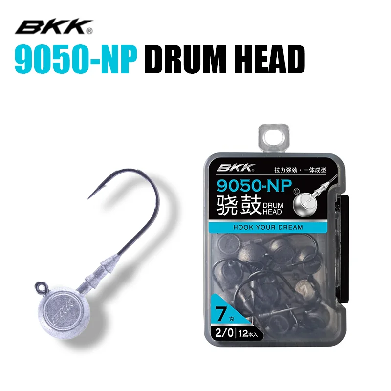 BKK 9050NP Jigheads Drum Head Fishing Hooks 10-15PCS Fishhooks Fishing Anti-drop Barb Hooks for Soft Silicone Bait For Bass