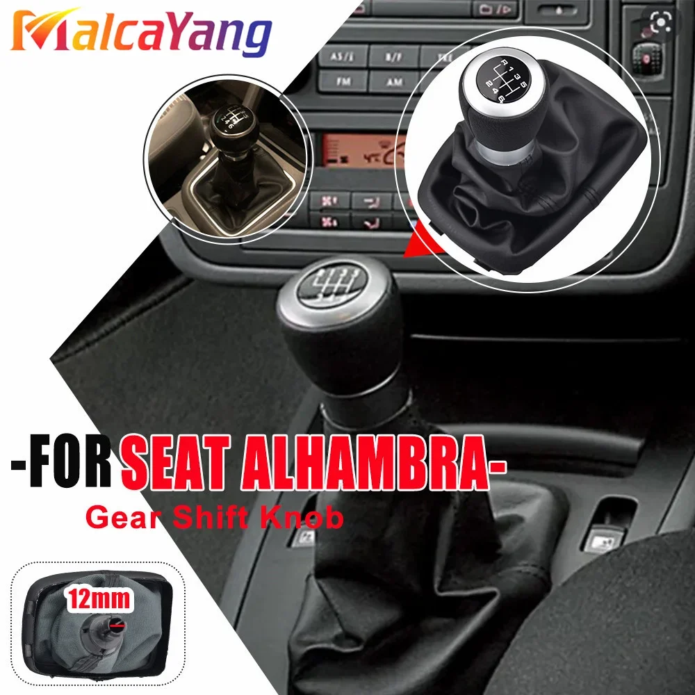 Styling For Seat Car Alhambra 2000-2010 5 6 Speed CLASSIC Car Gear Shift Knob Lever Shifter With Leather Dust-Proof Cover smile