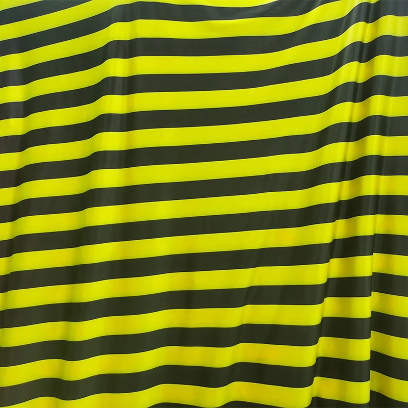 Side Milk 4 Beautful Silk Stretch Knitted Cotton/Spandex Fabric Yellow/black Stripes Print Cloth Sewing DIY Dance Clothing/Dress smile
