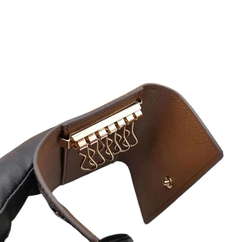 Top Quality Genuine Leather Key Wallets old flower famous classical designer women 6 key holder Luxury purse men card wallet key ring