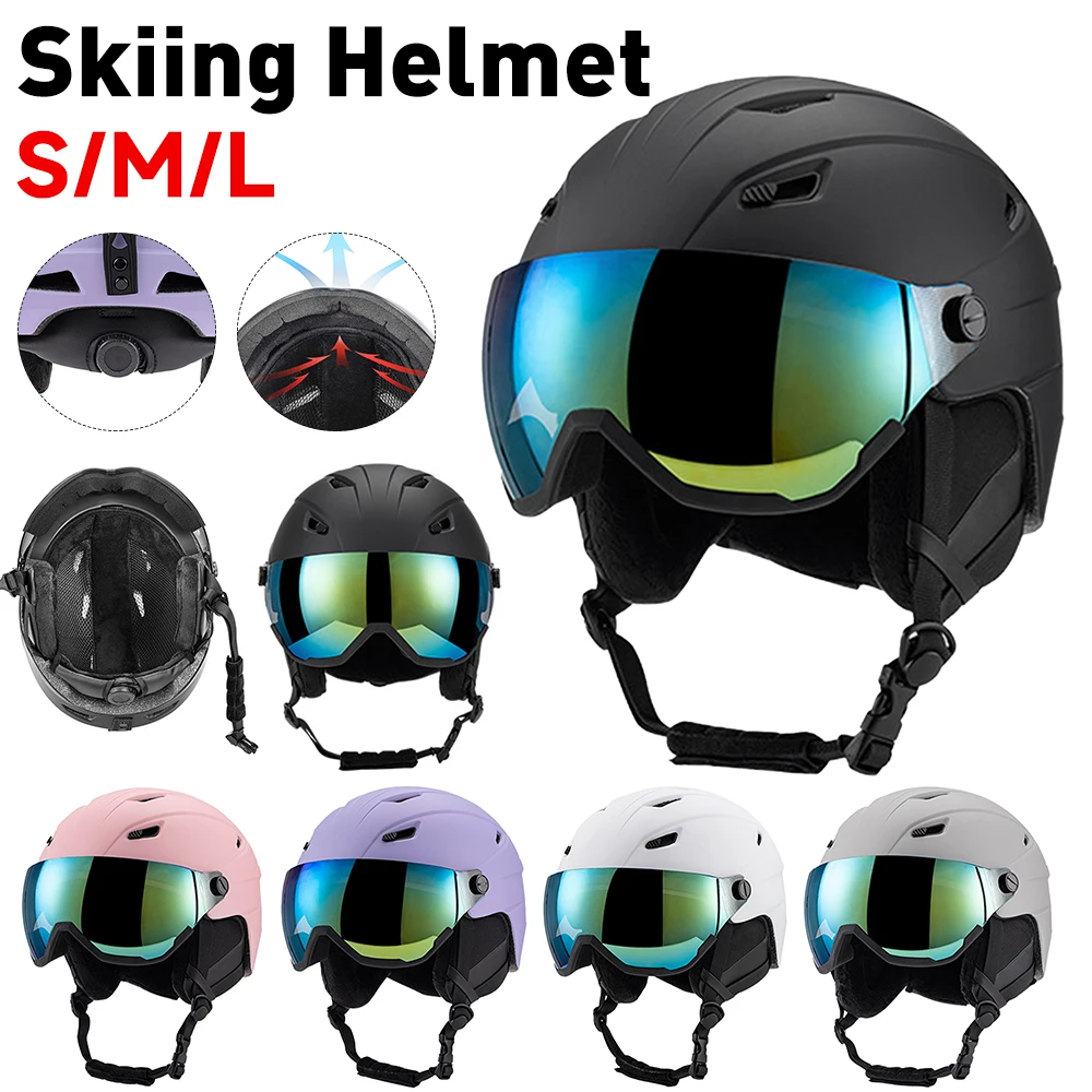 With ddmysmile Skiing Goggles Helmet Winter Outdoor Sports Ski Helmet Professional Snowboard Helmet 14 Vents Motorcycle Helmets For Men Smile