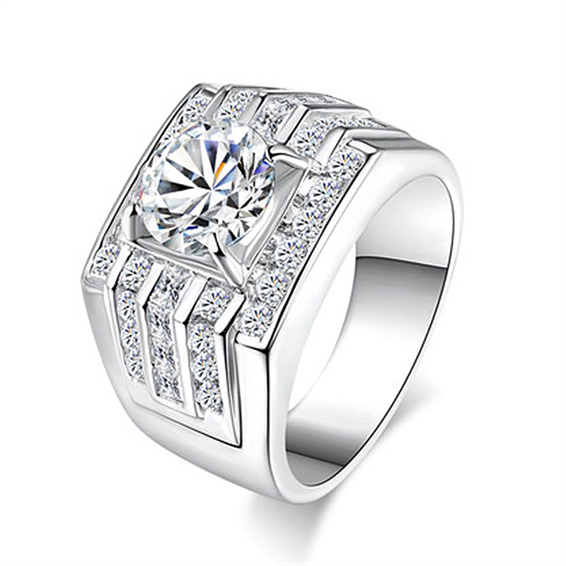 Pave Moissanite Engagement Ring - Sterg Sier, 3-Row, Drop Shipping