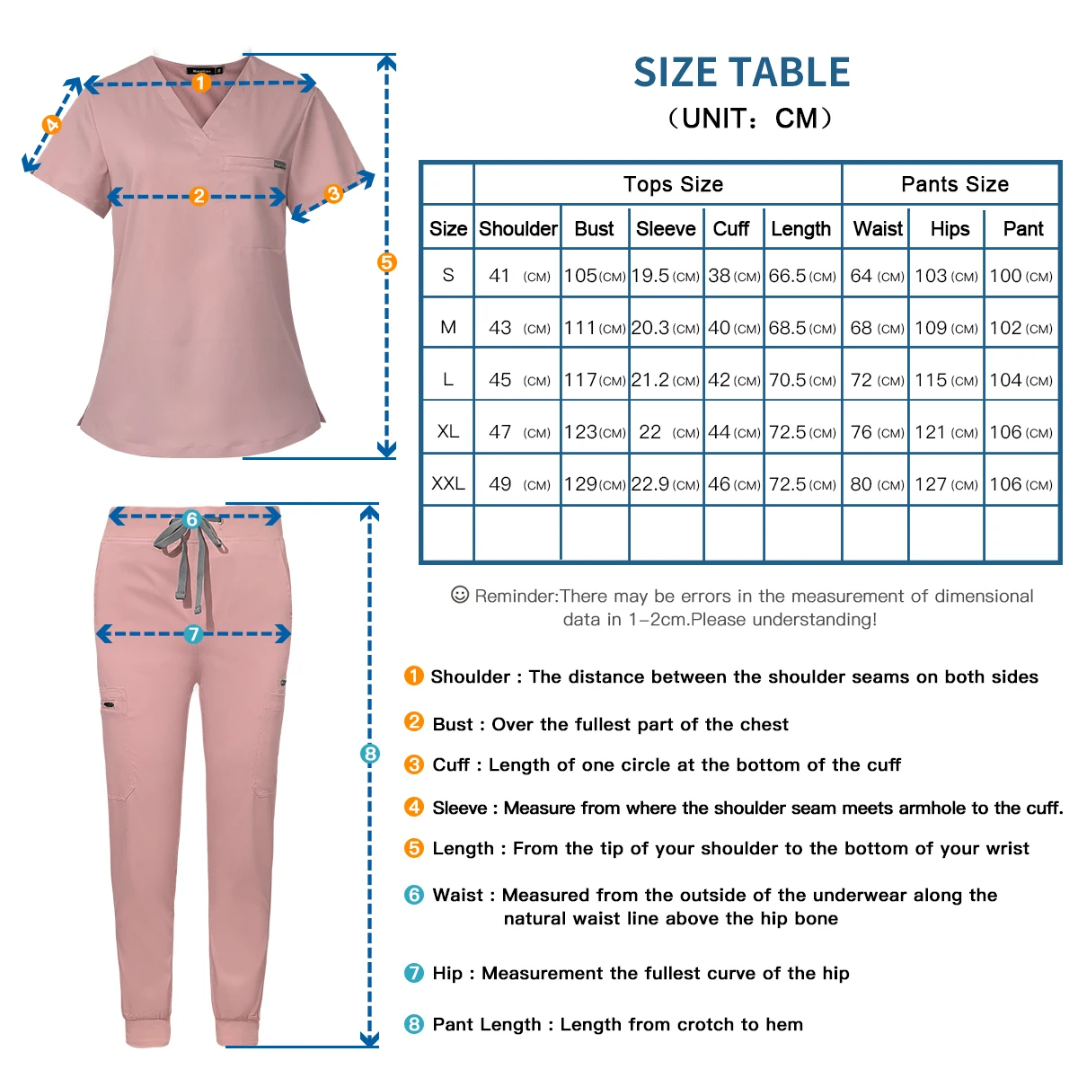 Uniform Medical Medical Supplies Nurse Doctor Scrub Sets Women Men V Neck Top Drawstring Pants Nursing Uniform Lab Spa Workwear smile