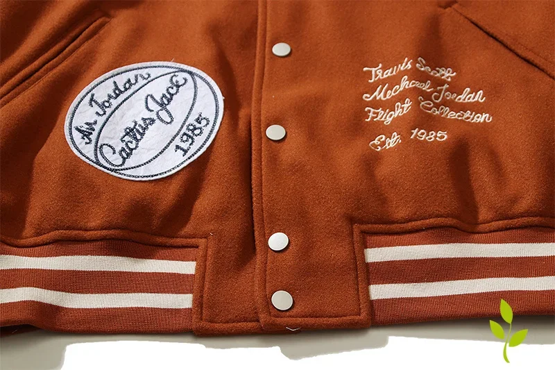 Contrasting Stickers Patchwork New Cactus Baseball Cardigan Stand ddmysmile Neck Jacket Coat Men Women High Street Top Smile