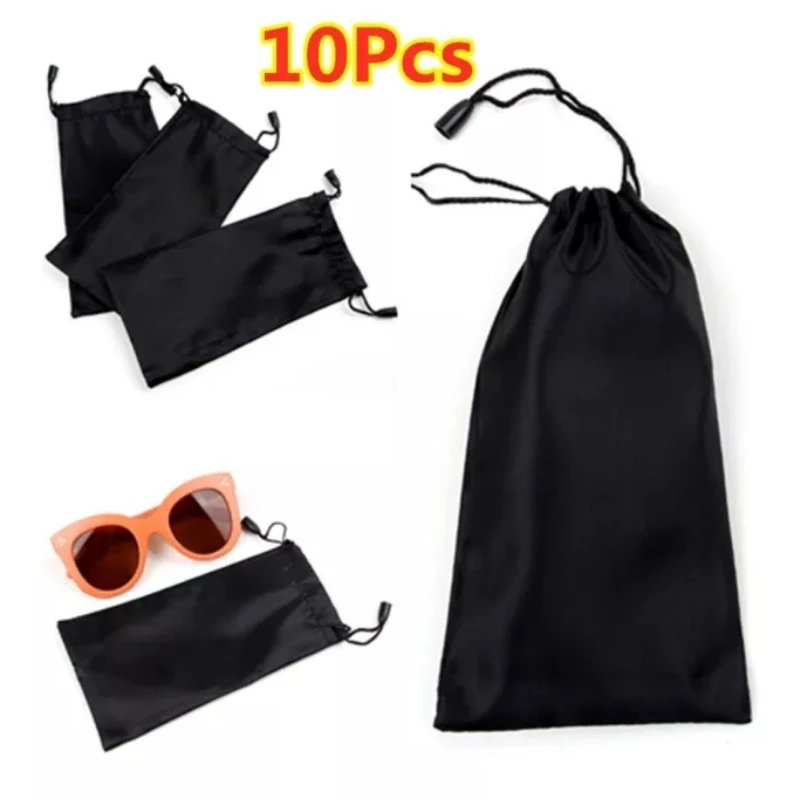 Black Waterproof Sunglasses 10Pcs Bag Drawstring ddmysmile Microfiber Dust Proof Pouch Pocket Glasses Carry Bag Portable Eyewear Container Smile