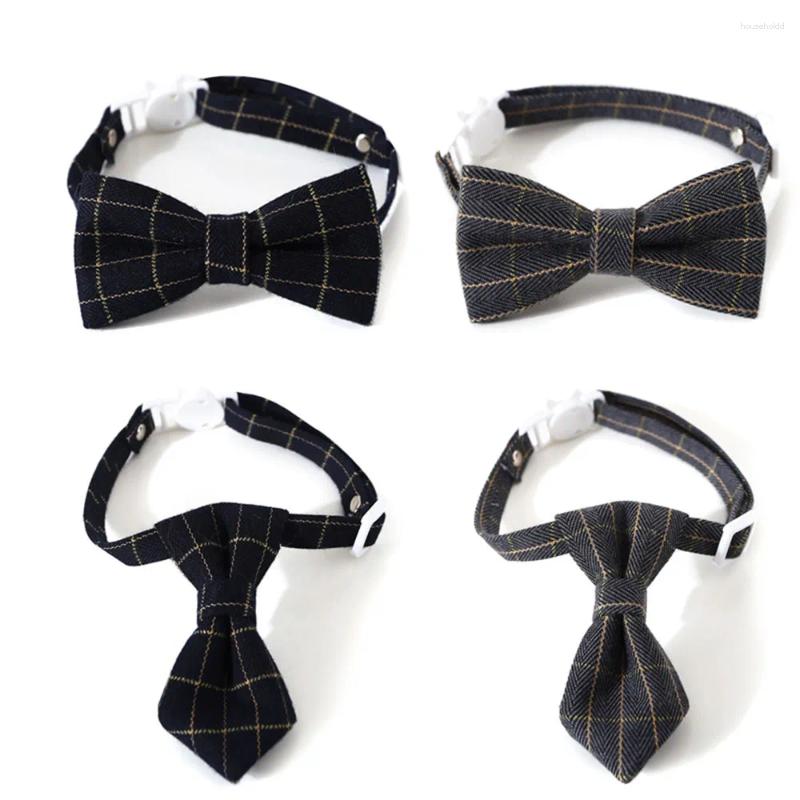 Dog Apparel Adjustable Pet Bow Tie British Style Plaid Costume Necktie Collar For Small Dogs Cats Puppy Wedding Grooming Accessories