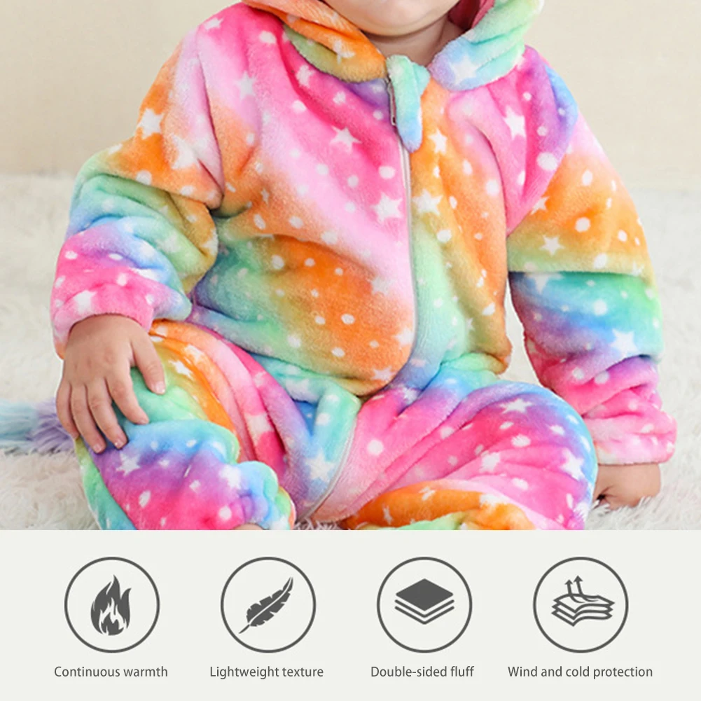 Cute Colorful Animal Warm Onesie Pajamas With Hood Soft Comfortable Night Clothes For Sleep Wear