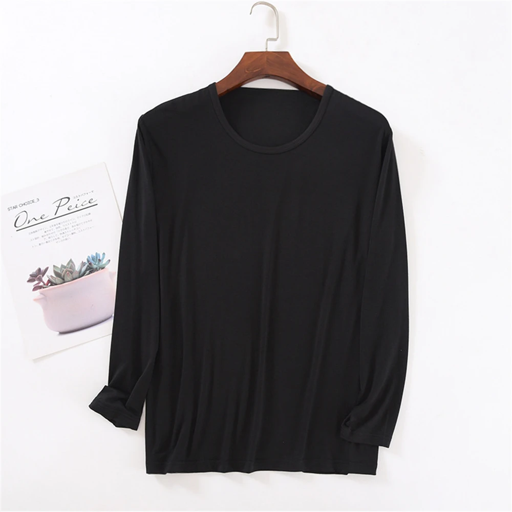 Bottoming 2023 Modal Men's Pamas Spring Autumn Loungewear Tops Nightwear Summer Thin Long-Sleeved Round Neck T-Shirt Pyjamas smile