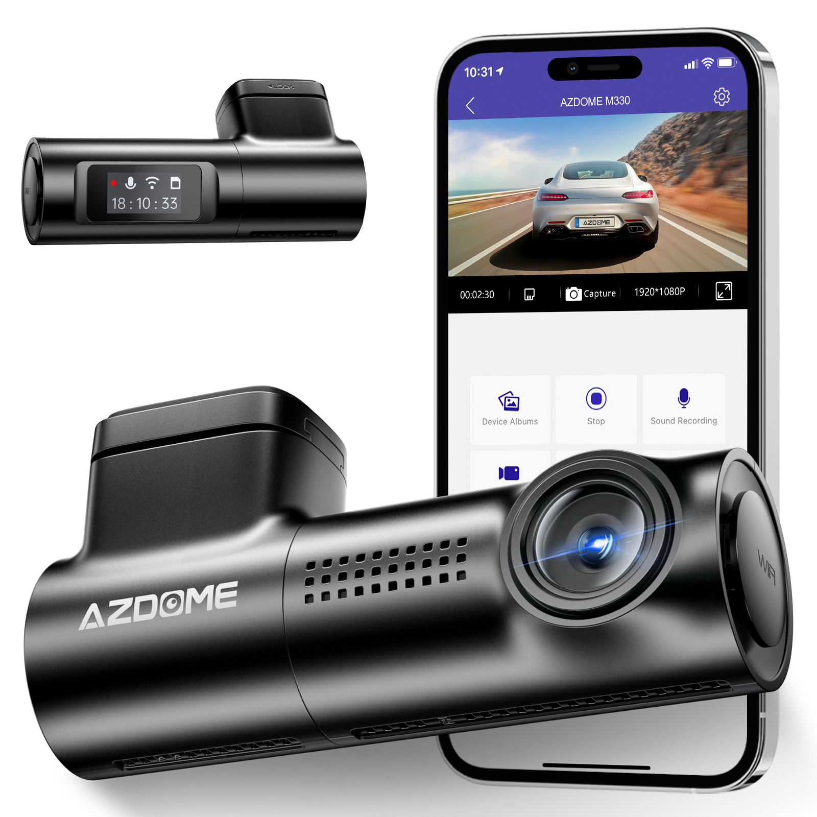 AZDOME M330 Car DVR 1080P Dash Cam Smart Voice Control new WiFi Free APP 2025 G-sensor Emergency Record Parking Monitor Loop Recording