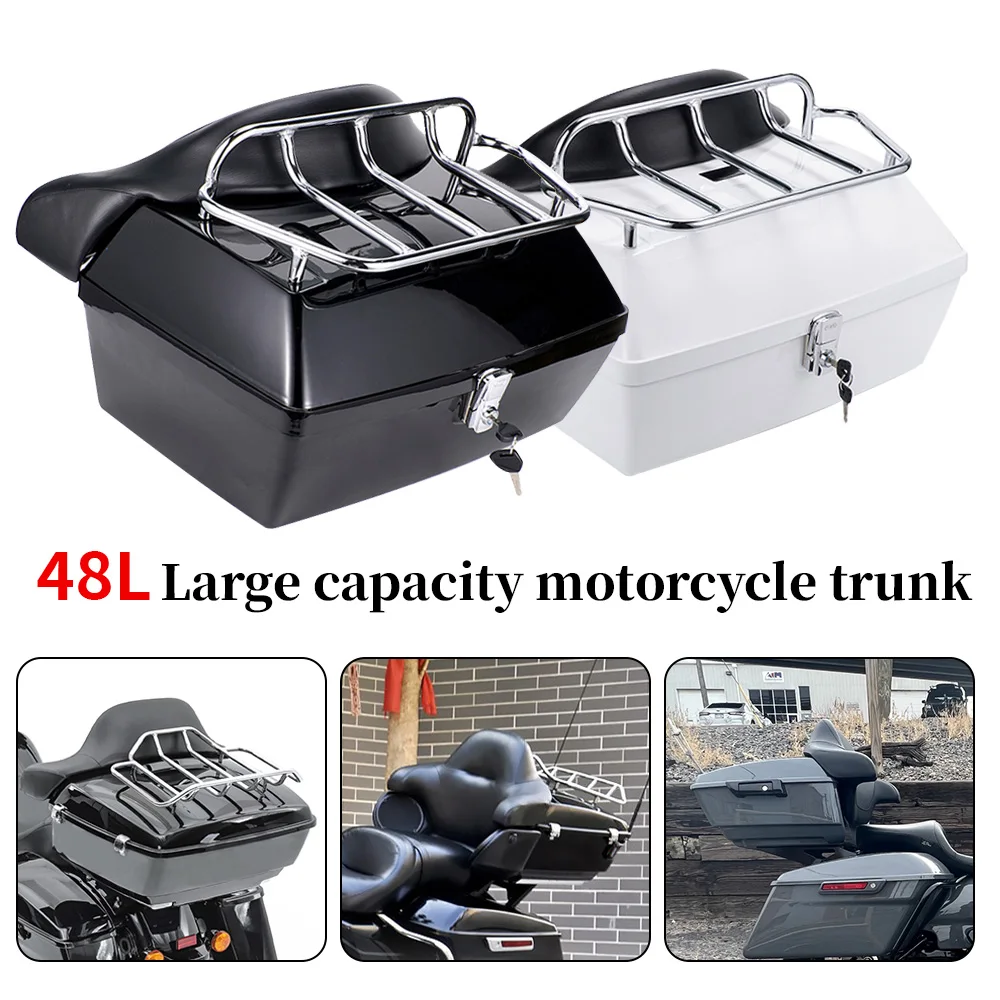48L Universal Motorcycle Rear Storage Box Tail Luggage Trunk Case Toolbox Scooter Motorbike Motorcycle Trunk Scooter Motorbike
