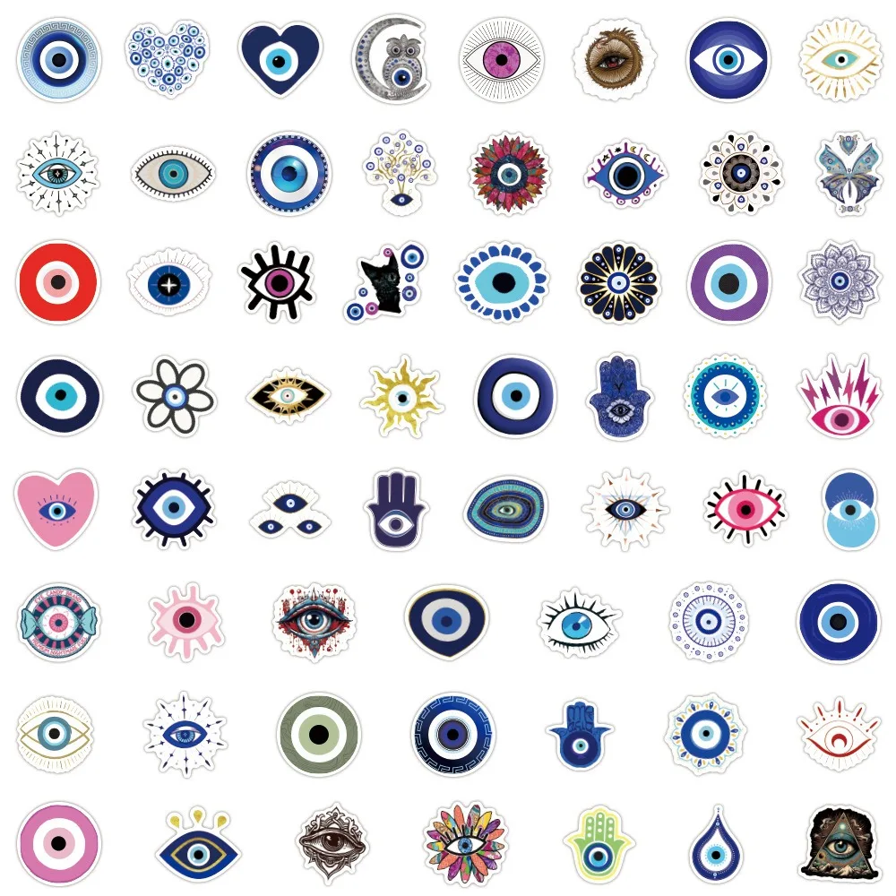 Evil Graffiti 10/60Pcs Eye Stickers Skateboard Guitar Laptop Motorcycle Lage Bike Car Phone Cool Sticker Kid Toy smile