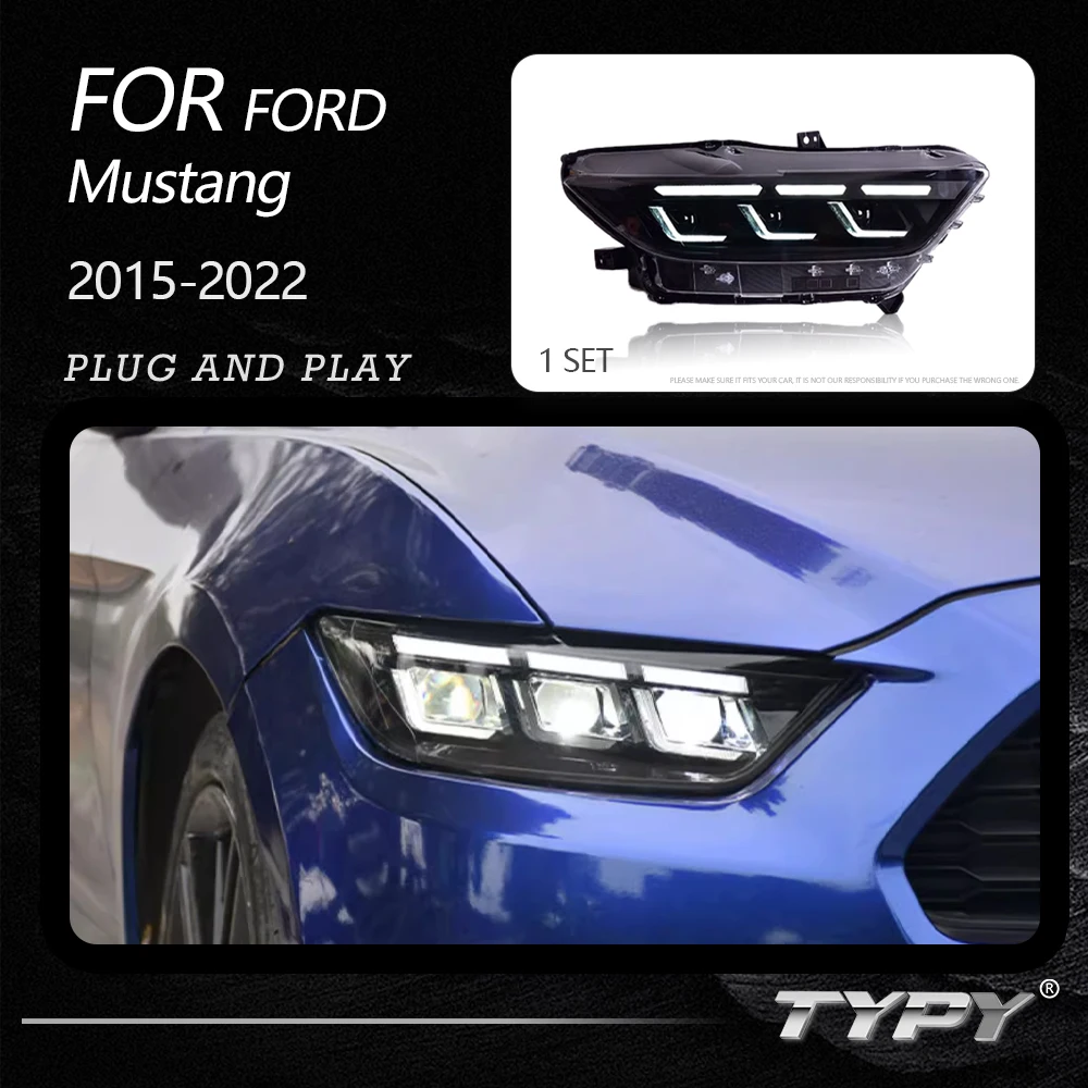 TYPY Car Headlights For Ford Mustang 2015-2022 LED Car Lamps Daytime Running Lights Dynamic Turn Signals Car Accessories