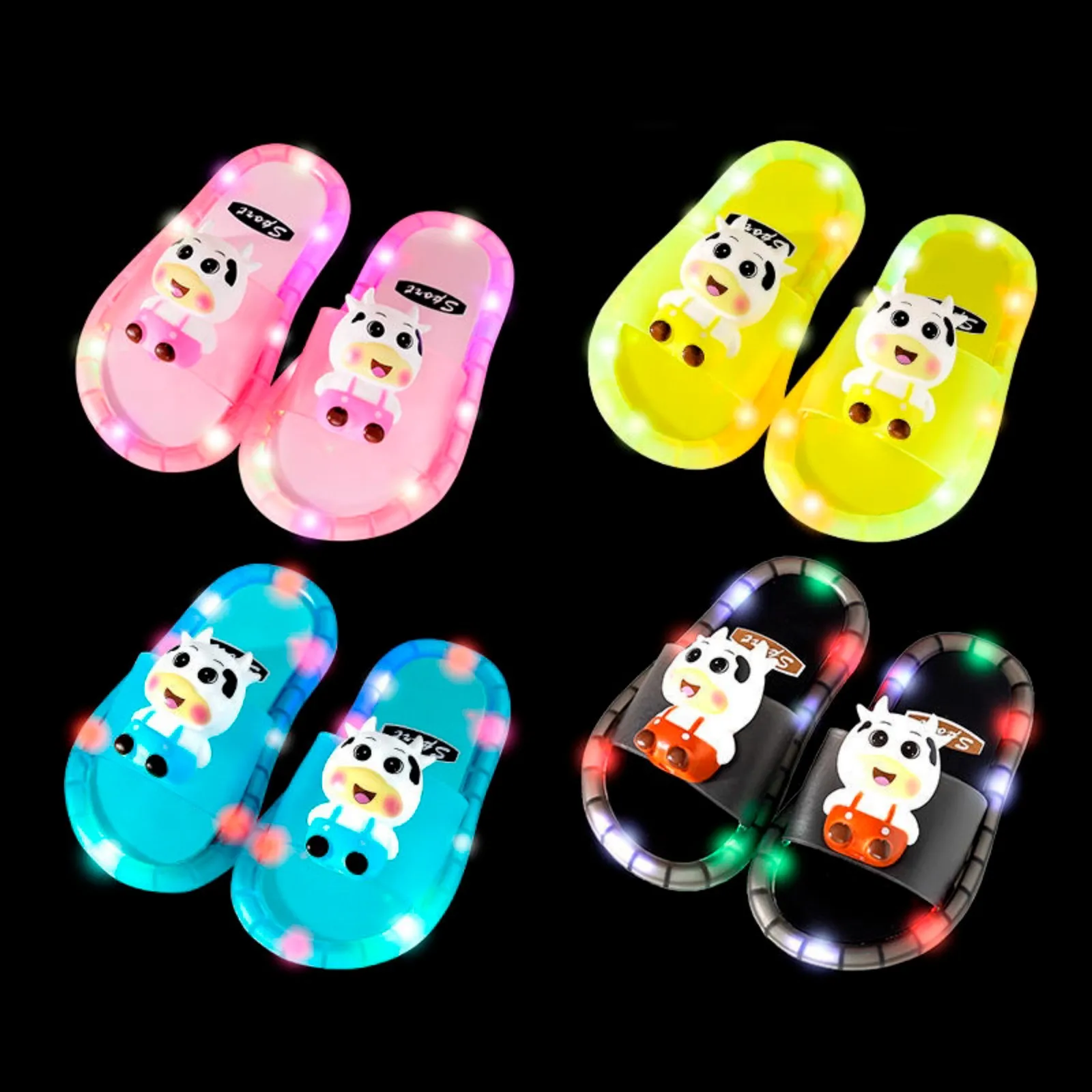 Luminous Slippers Led Hot Latest Sandals Designs For Kids Children PVC Jelly Slipper for Girls Size 4 Big Girl House Slipper smile