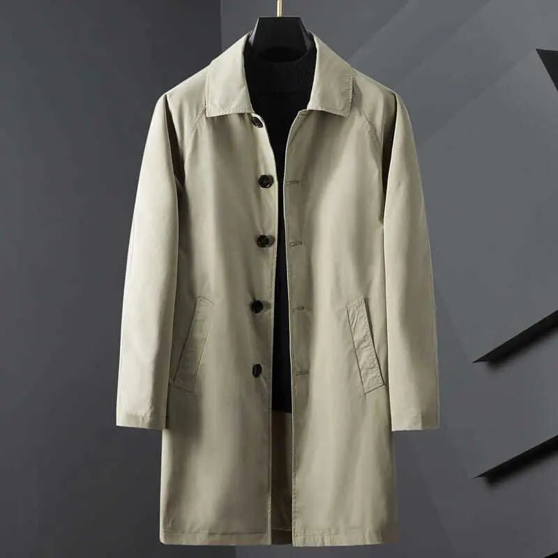 Men Trench British Style Solid Single Breasted Leisure Long Coats Stylish Casual Outwear Hombre Korean Style Windbreaker H65 smile