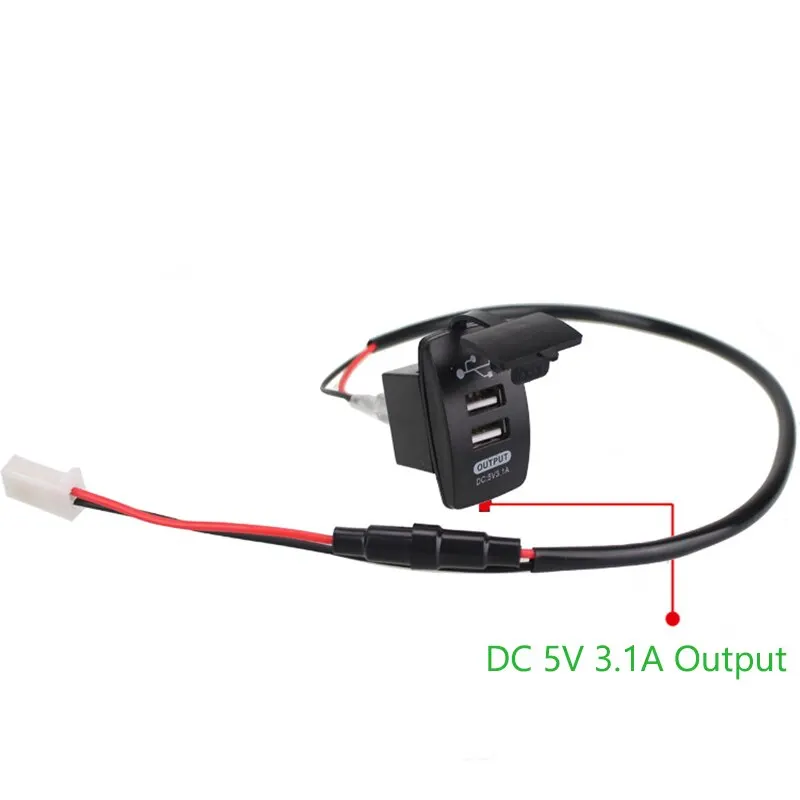USB 12-24V Dual Car Motorcycle Charger 5V 3.1A Universal Auto Charger for Car Motorcycle Electric Car ATV Boat smile