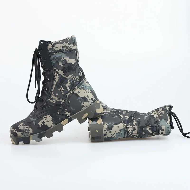 2023 Hot New Sale Camfloug Man Combat Military Boots Outdoor Hiking Desert Shoe Jungle Off-Road Training High Top Botas smile