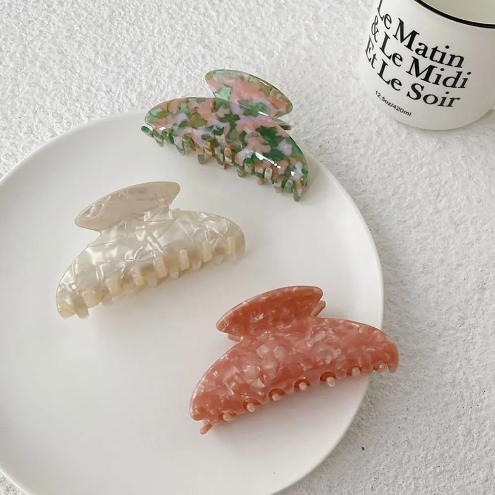 Simple Cute Shark Clip Girls French Flower Acetate Hair Clip Female Hair Accessories Korean Style Headwear Plastic Hair Claw