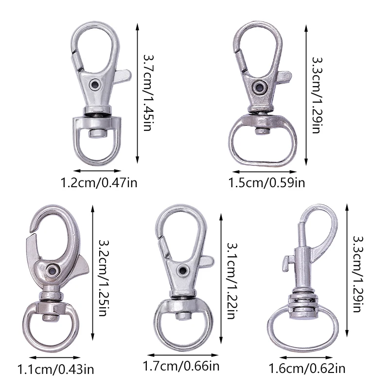 KRABALL 30pcs Silver Hanging Rope Snap Hook Rotary Lobster Clasp Set Belt Key Chain Sliding Dog Buckle For Leather Strap Chain