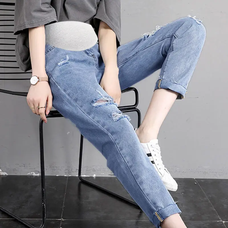 Jeans Summer Maternity Pants For Pregnant Women Clothes Nursing Pregnancy Leggings Trousers Gravidas Jeans Maternity Clothing smile
