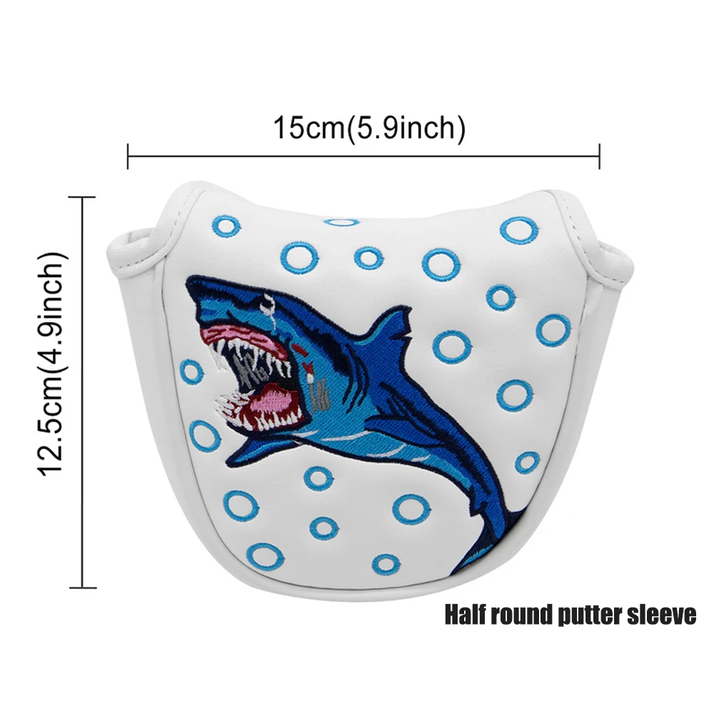 GOLF Shark Magnetic Golf Mallet Putter Head Cover Headcover-PU Leather Golf Club Protective Case for Mallet Putters