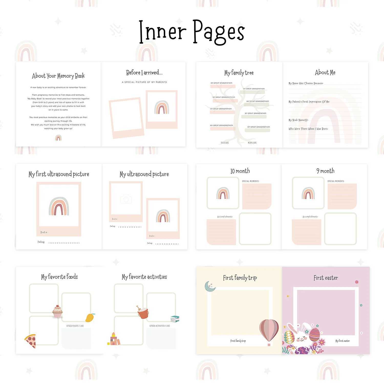 Albums Books Notepads Baby Memory Book Hello Baby Beige Keepsake PreGNancy Record Growth First Year Milestone Journal New Parents Clipbook Album WX5.2