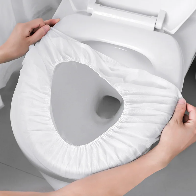Toilet 5/10pcs Mat Disposable Non-woven Toilet Paper Waterproof Automatic Hotel Toilet Cover Boutique Maternity Toilet Mat smile