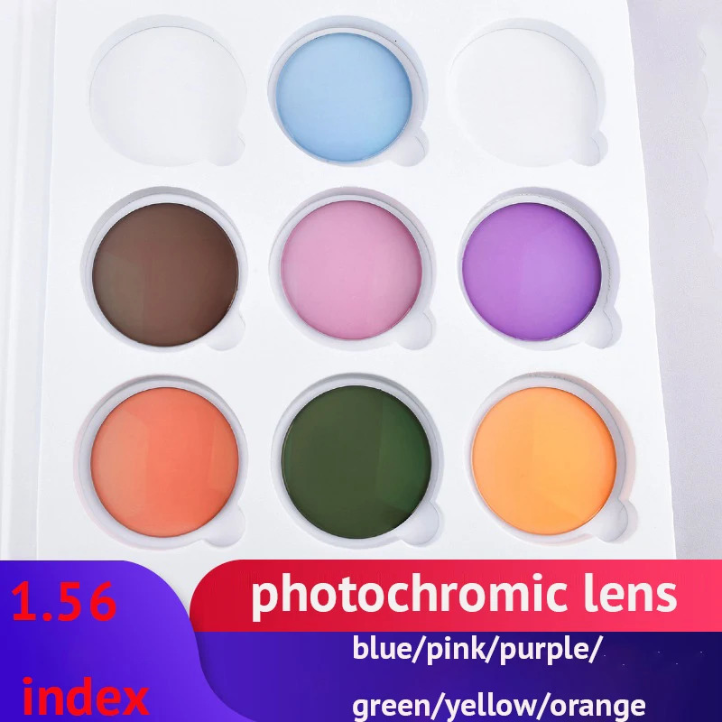 1.56 Index Pochromic Lens Change from Pink to Blue Purple to Orange Yellow Brown Green Color Transition Eyeglass Lenses 240514