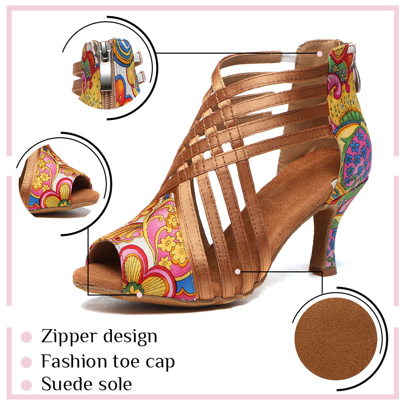 SWDZMWomen's Latin Dance Shoes High-Top Girls Ballroom Dance Boots Soft Soles Ladies Tango/Salsa Dance Shoes High Heels 6-10 cm