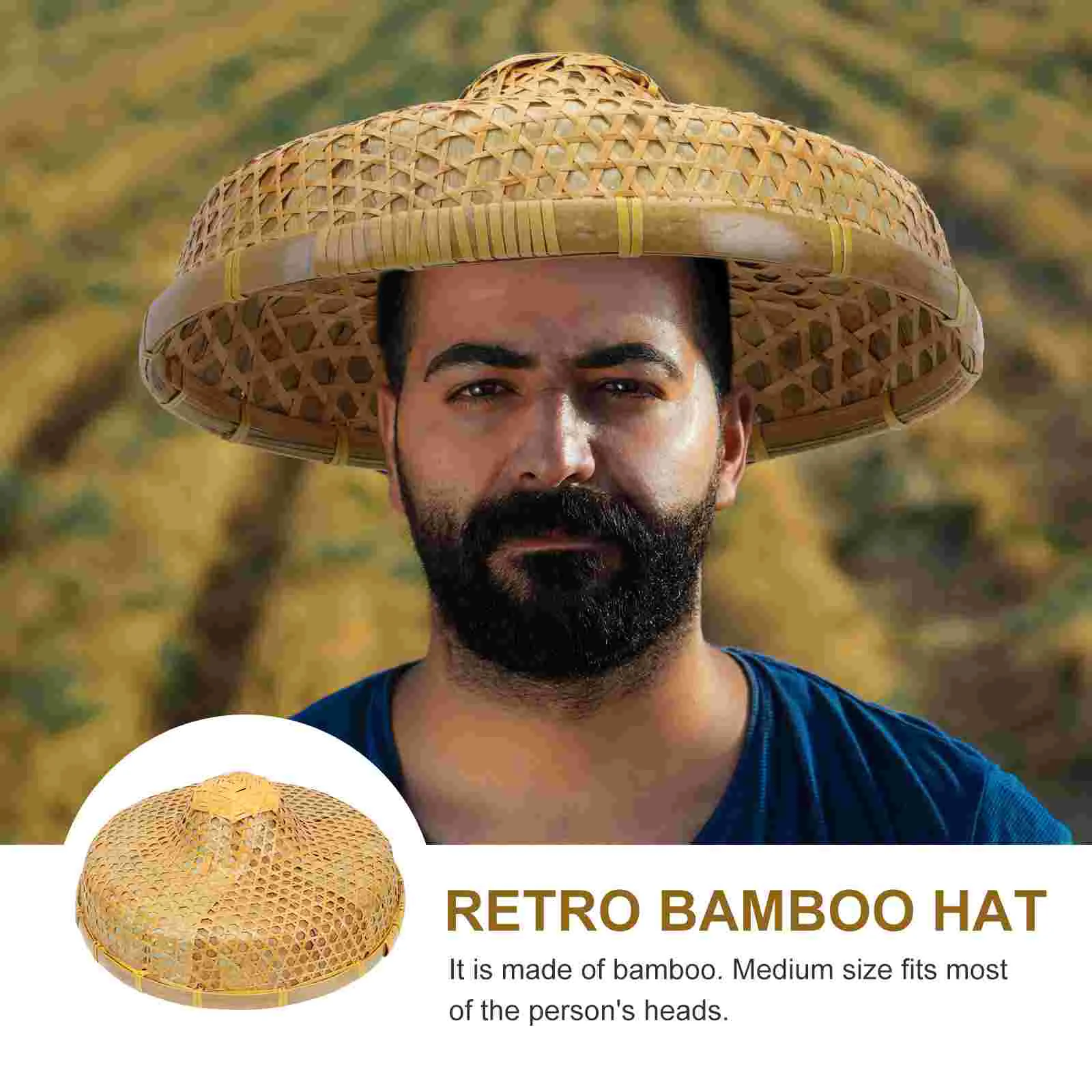 Hat Farmer Bamboo Rain-Proof Laboring Oriental Styled Mens Panama Hats Fishing Beach Straw Weaving ddmysmile Japanese-Style Retro Chinese Smile