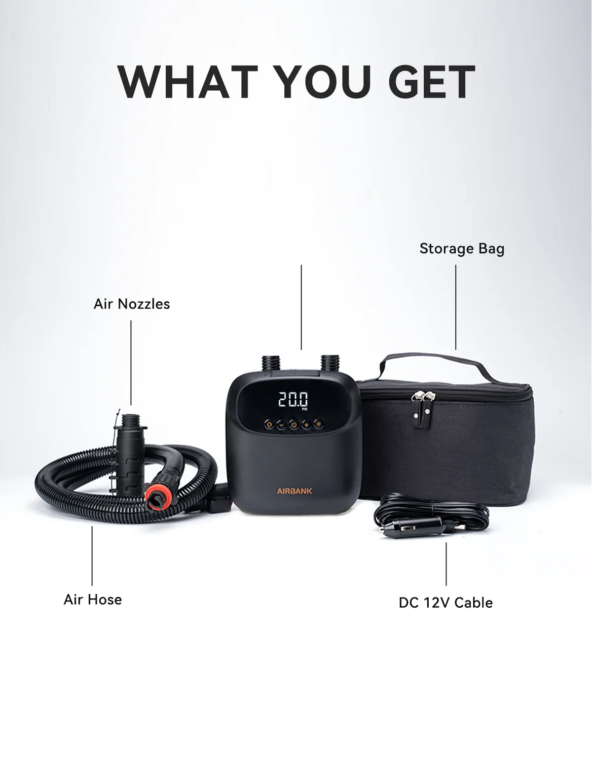 AIRBANK D13 SUP For Paddle Board Iatable Boat Kayak Car Accessories 12V MAX 20PSI Electric Air Pump