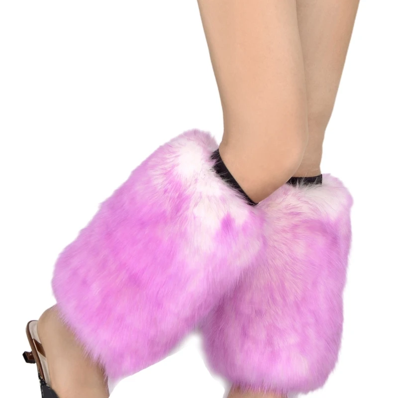 new 2025 Women Winter Vibrant Furry Leg Warmers Haruku Warm Leggings Cuffs Covers Faux Fur Calf Socks Partywear