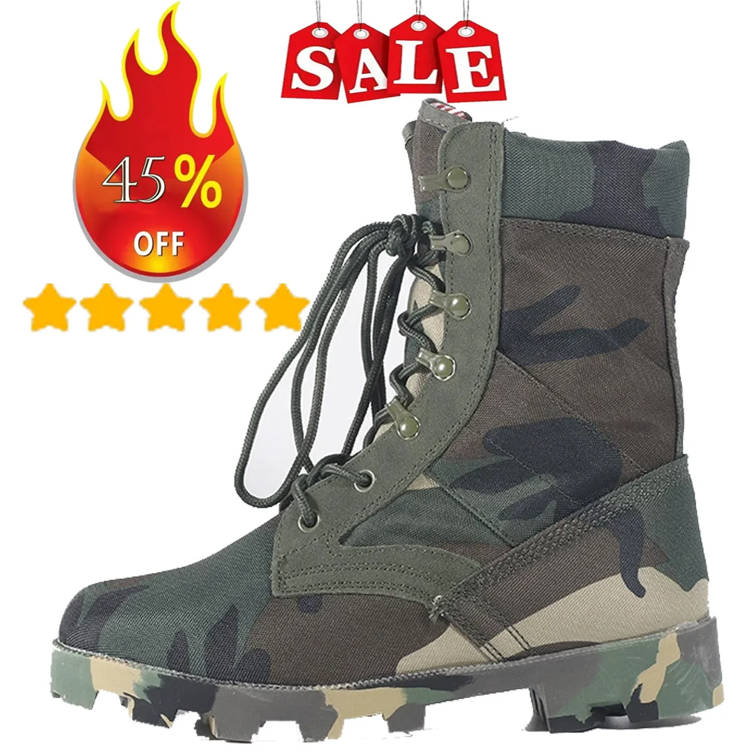 2023 Hot New Sale Camfloug Man Combat Military Boots Outdoor Hiking Desert Shoe Jungle Off-Road Training High Top Botas smile