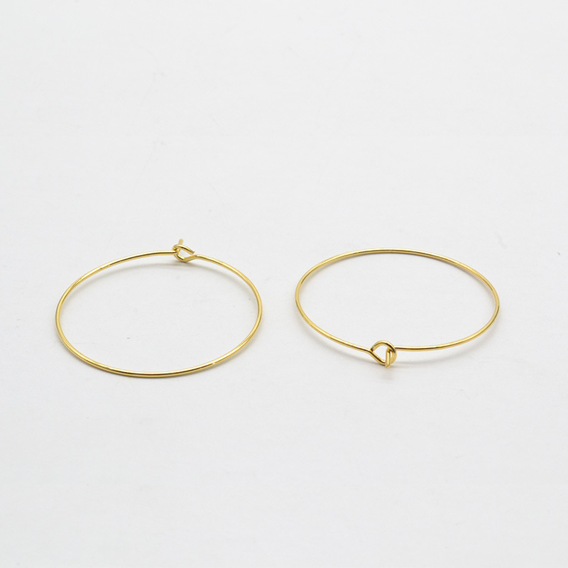 Brass 18K Gold Plated Circle Ear Wire Blank Hoops Earrings Loop Connectors DIY Handmade Dangle Earrings Jewelry Making Supplies