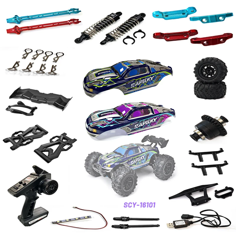 JJRC SCY-16101 1/16 RC Car Spare Parts Remote Control Front Light Shock Tire Absorber Assembly USB Charging Cable Accessories