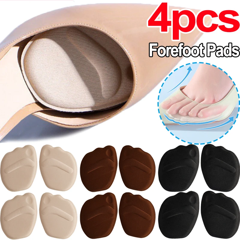 Heels High Forefoot Pad Half Insoles 2/4pcs Women's Memory Foam Anti-slip Back Sticker Pain Relief Protector Shoe Pads Cushion smile