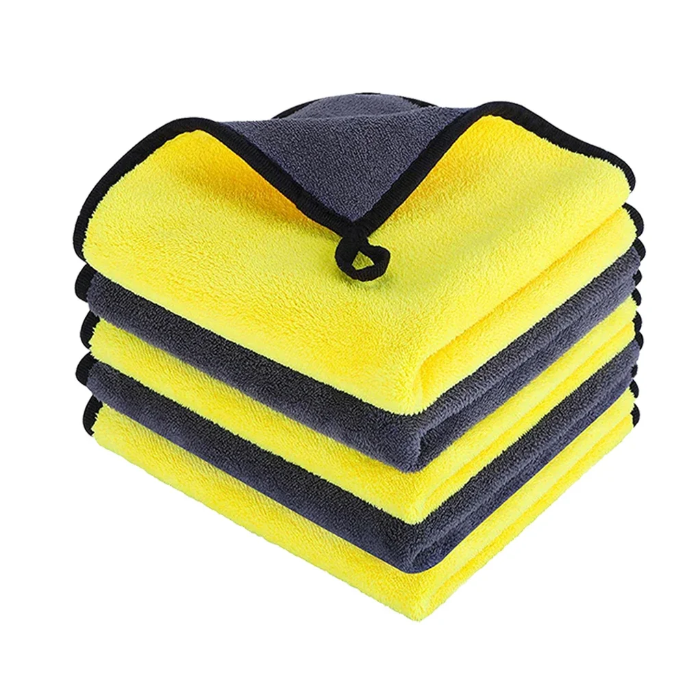 new 5/1Pcs Microfiber Car 2025 Wash Towels Thicken Absorbent Soft Drying Cloth Multi-purpose Kitchen Washing Rag Household Cleaning Cloth