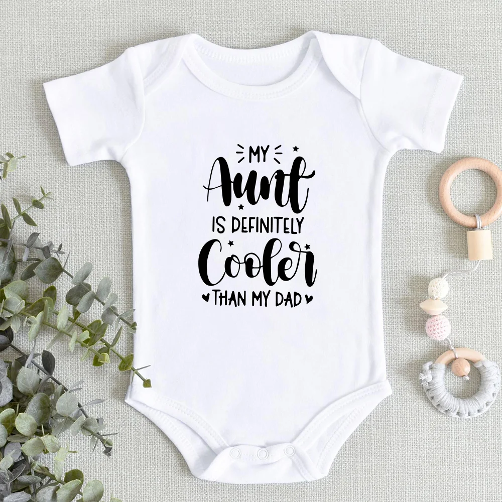 2025 Baby Clothes Bodysuit new for Newborn Infant Jumpsuit Boys Girls MY AUNT IS DEFINITELY COOLER Letter Print Short Sleeves Romper
