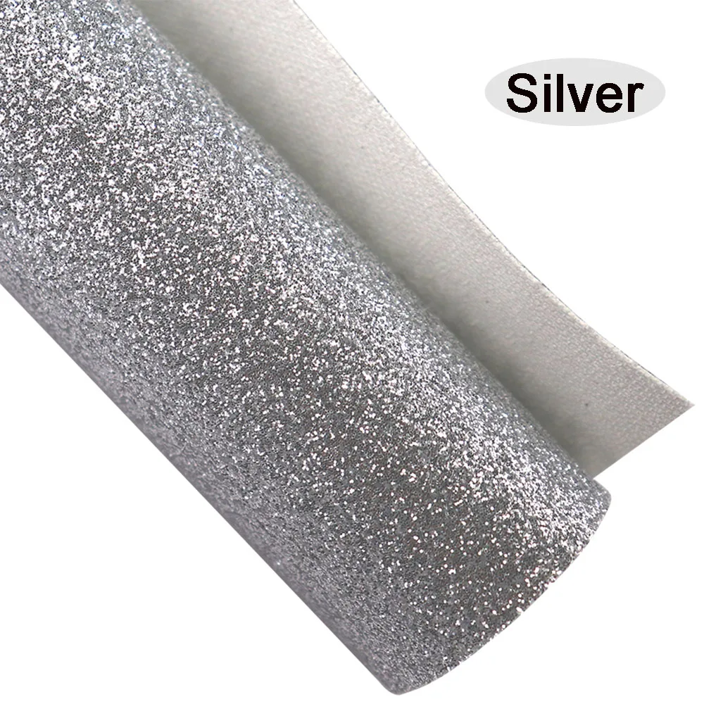 Chunky Plain Solid Sier Fine Glitter Fabric Lichee Textured Faux Soft Smooth Synthetic Leather For DIY Bows Earring HD016 smile