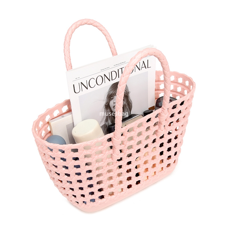Designer bag, jelly bag, fashionable and versatile woven vegetable basket, summer women's handbag, large capacity handbag beach bag