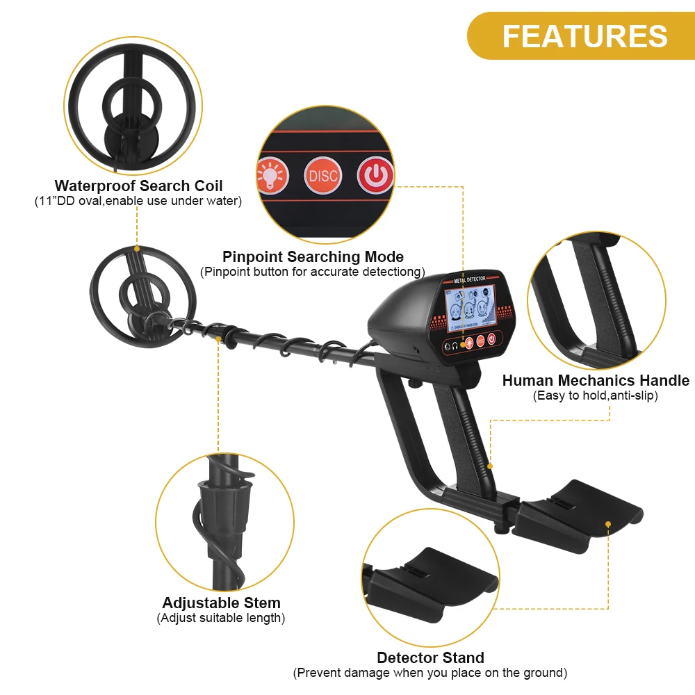 MD4070 Underground Metal Detector High Sensitivity Jewelry Treasure Gold Waterproof Metal Detecting Coins Finder Adult Children