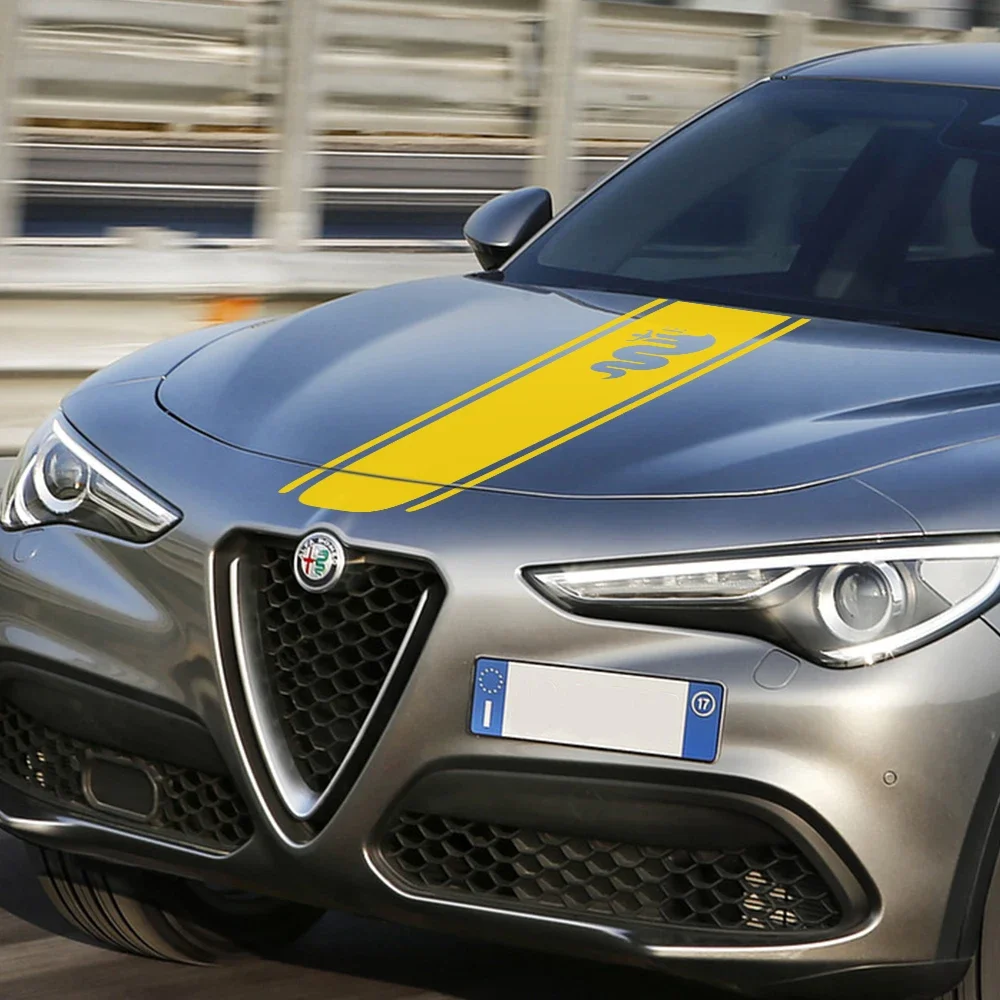 Cover Auto Decals Hood Sunscreen Car Bonnet Stickers for Alfa Romeo Giulia Giulietta 159 156 MITO Steio 147 Sportiva Duetto GT smile