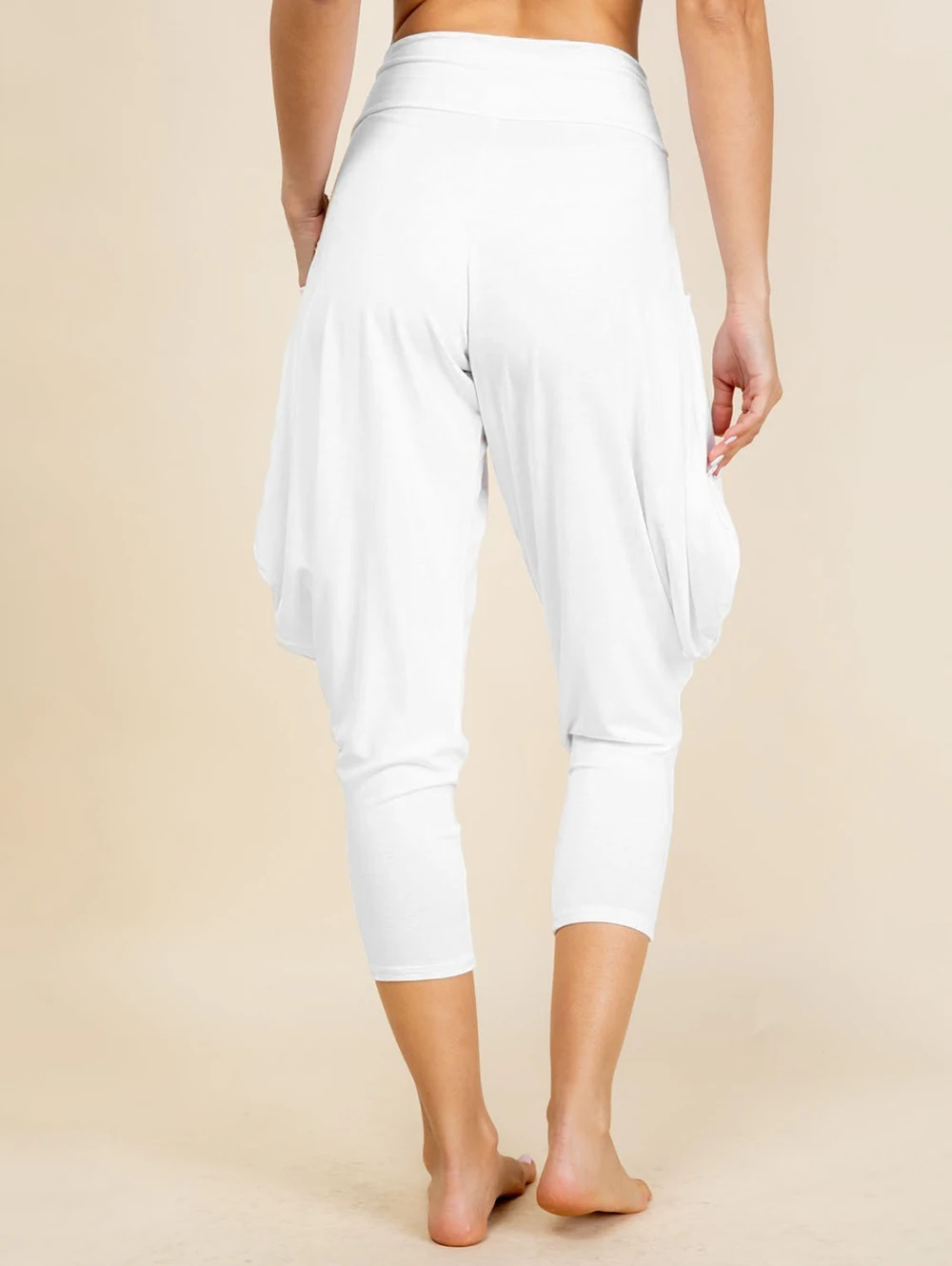 Color Solid Women Sport ddmysmile Wide Waist Pleated Draped Lantern Pants Elastic High Waist Casual Pants Smile