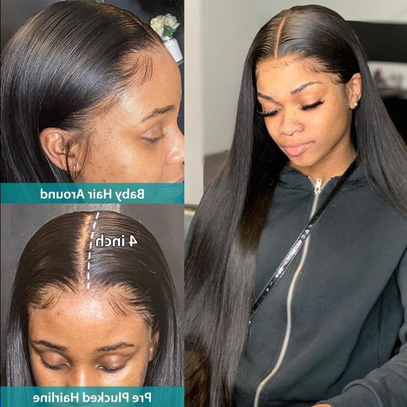 360 Lace Frontal Straight Human Hair Wigs Brazilian 28 30 inch Synthetic Front Closure Wig For Women Pofmk
